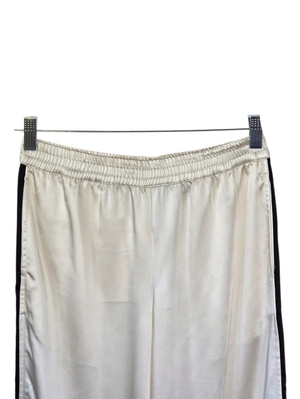 Sanctuary Satin Track Pants XS Ivory Black Stripe Relaxed Straight Sporty Luxe - Picture 8 of 14